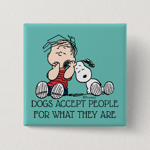 Linus Comforted With Snoopy's Ear 15 Cm Square Badge