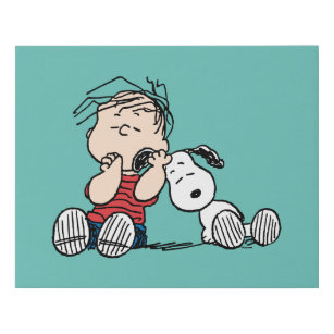 Linus Comforted With Snoopy's Ear Faux Canvas Print