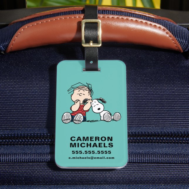 Linus Comforted With Snoopy's Ear Luggage Tag (Front Insitu 2)