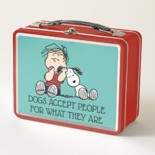 Linus Comforted With Snoopy's Ear Metal Lunch Box