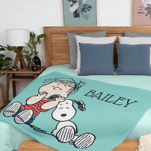 Linus Comforted With Snoopy's Ear Pet Fleece Blanket