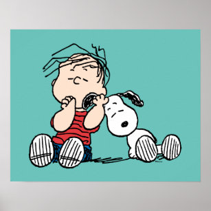 Linus Comforted With Snoopy's Ear Poster