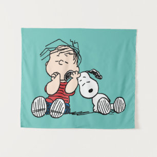 Linus Comforted With Snoopy's Ear Tapestry