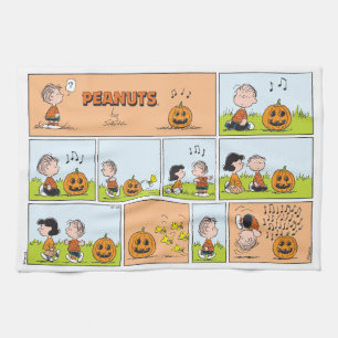 Linus & Lucy   Singing Jack-O-Lantern Tea Towel