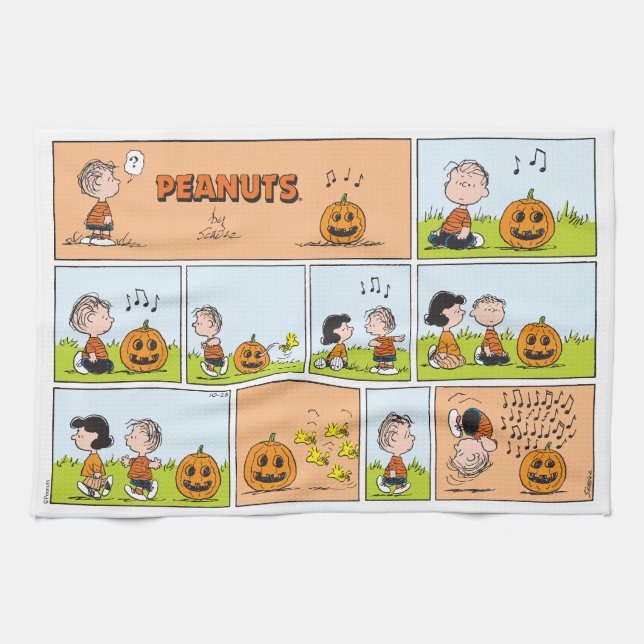 Linus & Lucy | Singing Jack-O-Lantern Tea Towel (Horizontal)