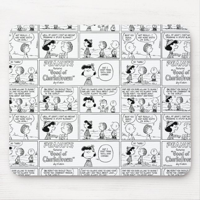 Linus Tells Lucy She's Crabby Mouse Mat (Front)