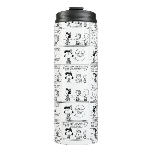 Linus Tells Lucy She's Crabby Thermal Tumbler (Front)