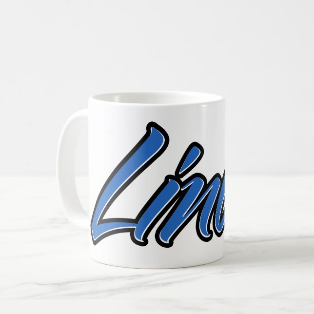 Linus Vorname Name blue Tasse Kaffeetasse Coffee Mug (Front Left)