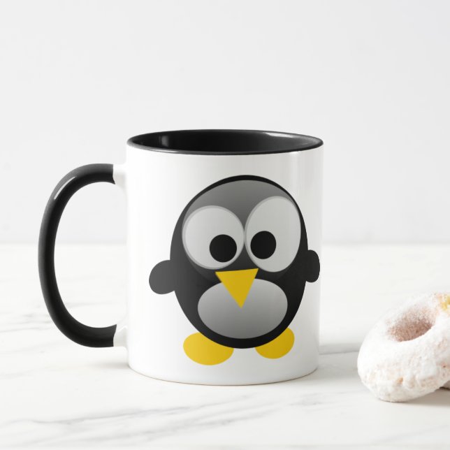 Linux Clumsy Tux Penguin Mug (With Donut)