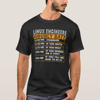 Linux Engineer Hourly Rate Unix Geek Cloud Program T-Shirt