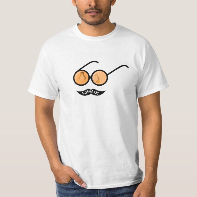 Linux Geek Moustache T-Shirt (Front)