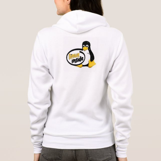 LINUX INSIDE Tux the Linux Penguin Logo Hoodie (Back)