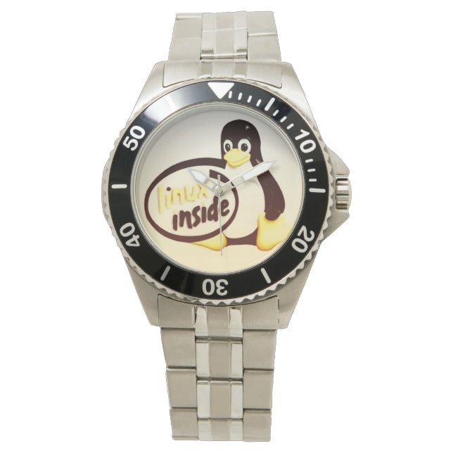 LINUX INSIDE Tux the Linux Penguin Wrist Watch (Front)