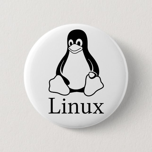 Linux Logo w/ Tux the Linux Penguin 6 Cm Round Badge (Front)