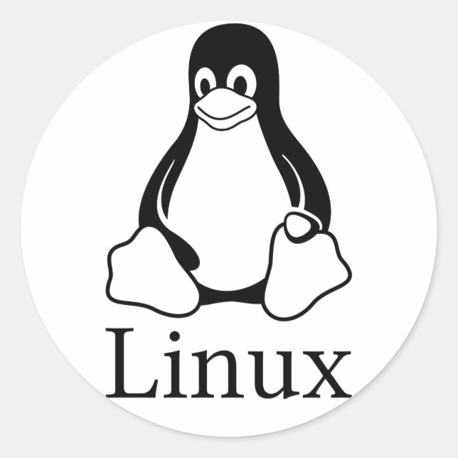 Linux Logo w/ Tux the Linux Penguin Classic Round Sticker (Front)