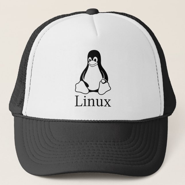 Linux Logo w/ Tux the Linux Penguin Trucker Hat (Front)