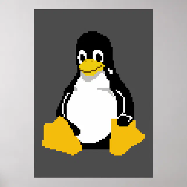 Linux Mascot | Linux Penguin | Tux In Pixel Art Poster | Zazzle