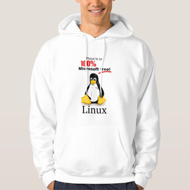 Linux Men's Hoodie - Microsoft Free (Front)