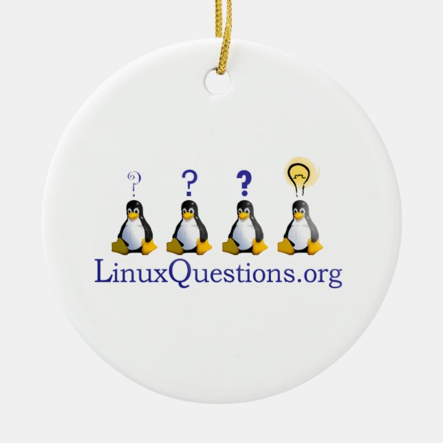 Linux Questions Logo Ceramic Tree Decoration (Front)