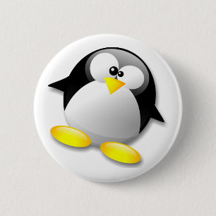 LINUX TUX CRYSTAL 6 CM ROUND BADGE