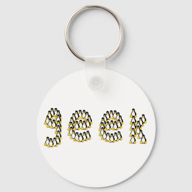 Linux Tux Geek Key Ring (Front)