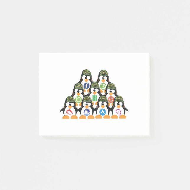 Linux Tux Penguin Army distro Logo T-shirt Post-it Notes (Front)