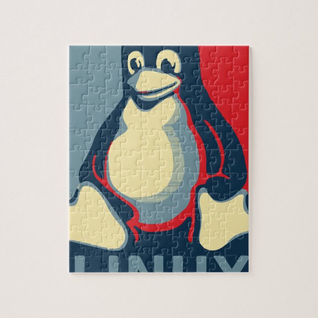 Linux tux penguin classic obama poster jigsaw puzzle (Vertical)