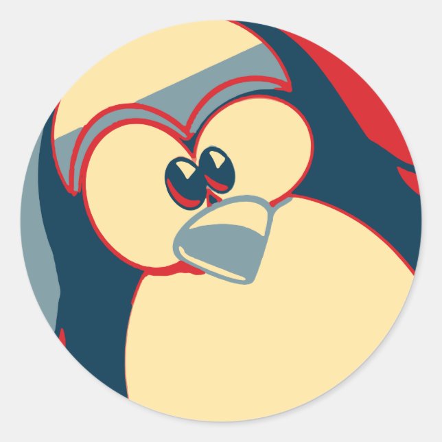 Linux Tux penguin Obama poster Classic Round Sticker (Front)
