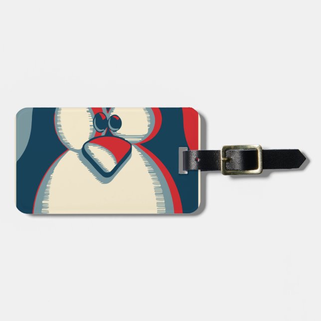 Linux tux penguin obama poster logo luggage tag (Front Horizontal)
