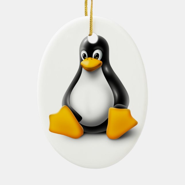 Linux Tux the Penguin Ceramic Tree Decoration (Back)