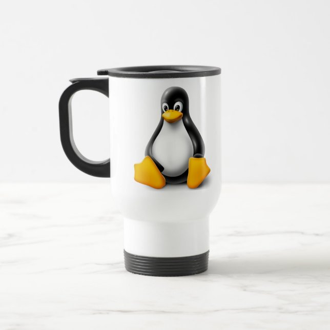 Linux Tux the Penguin Travel Mug (Left)