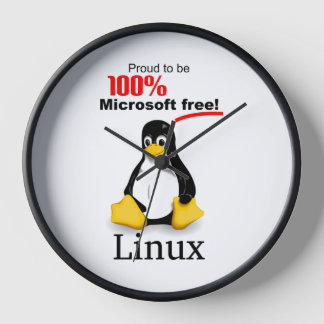 Linux Wall Clock with Black Trim - Microsoft Free