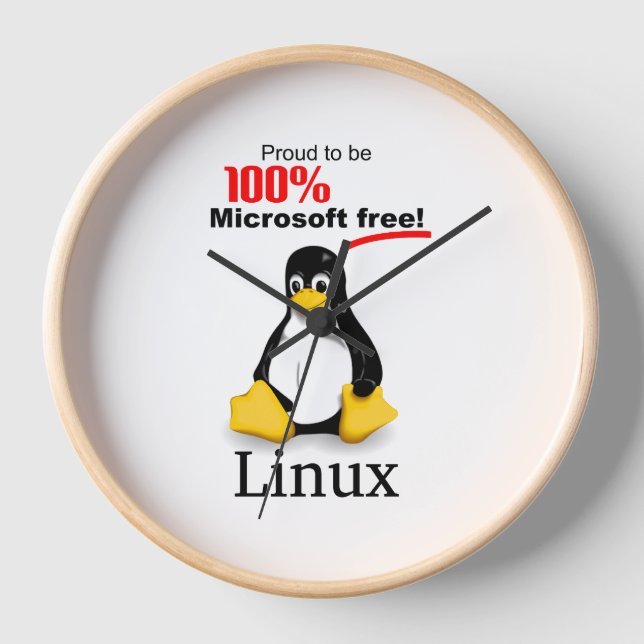 Linux Wall Clock with Tan Trim - Microsoft Free (Front)