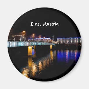 Linz, Austria cityscape at night Magnet