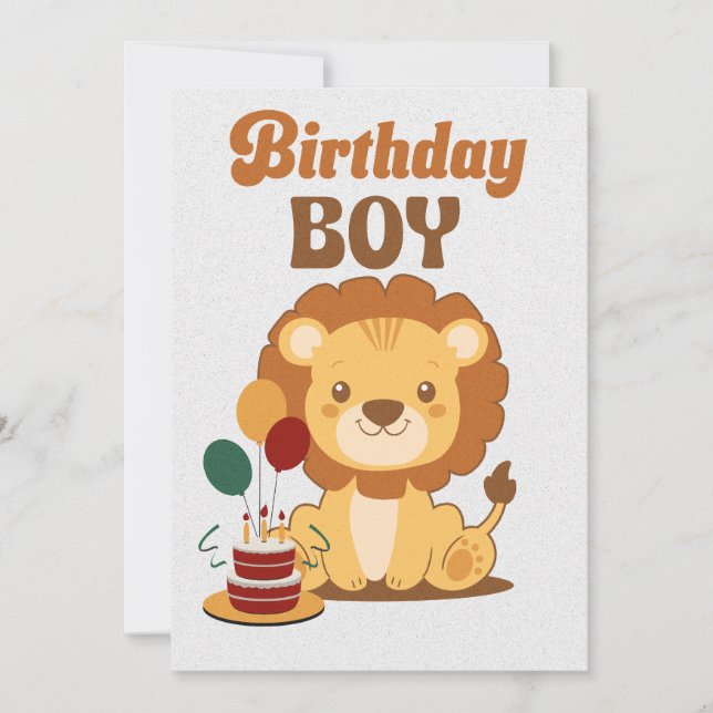 Lion 1st Birthday Invitation Editable (Front)