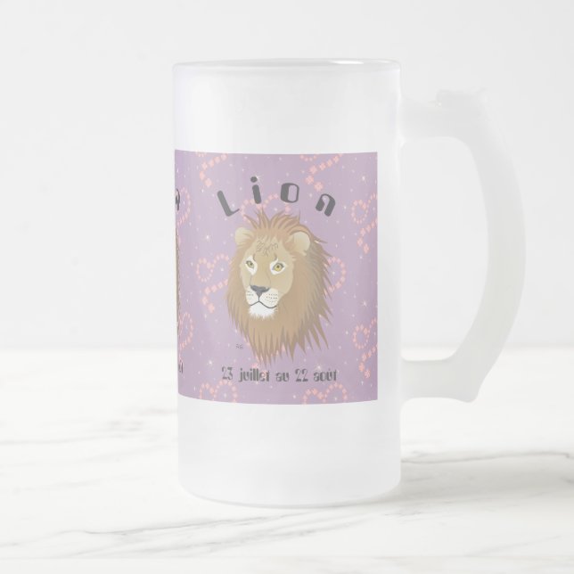 Lion 23 juillet au 22 août frosted glass beer mug (Right)