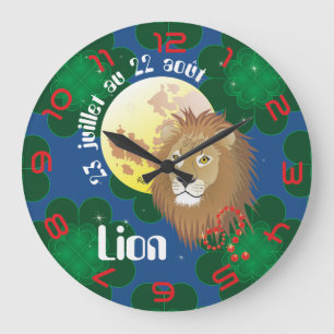 Lion 23 juillet au 22 août Horloge Large Clock