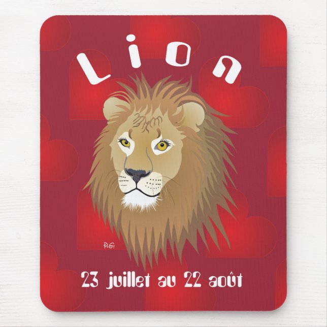Lion 23 juillet au 22 août Tapi de souri Mouse Mat (Front)