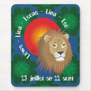 Lion 23 juillet au 22 août Tapi de souri Mouse Mat