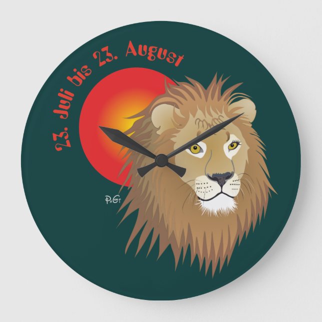Lion 23 July to 22 August Large Clock (Front)