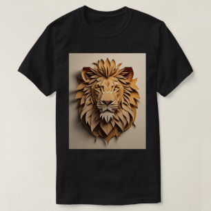 Lion 3D Paper Art Design T-shirt