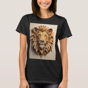Lion 3D Paper Art Design T-shirt 