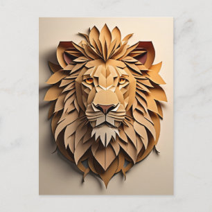 Lion 3D Paper Art Design T-shirt  Postcard
