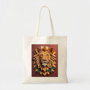 Lion 3D Paper Art Design T-shirt  Tote Bag