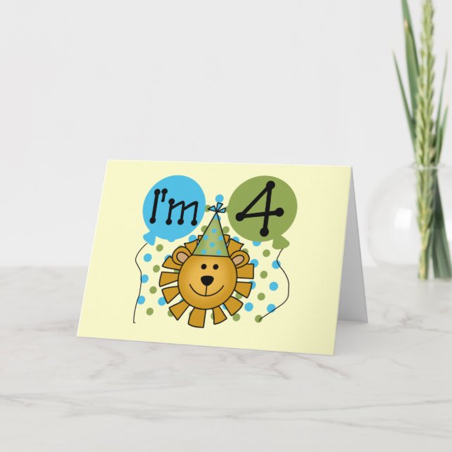 Lion 4th Birthday T-shirts and Gifts Card (Front)