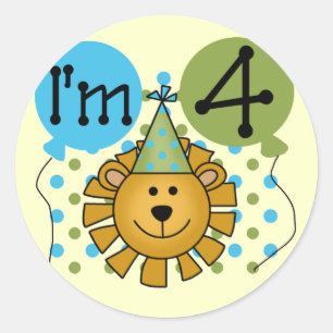 Lion 4th Birthday T-shirts and Gifts Classic Round Sticker