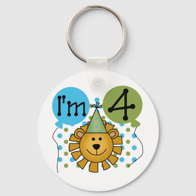 Lion 4th Birthday T-shirts and Gifts Key Ring (Front)