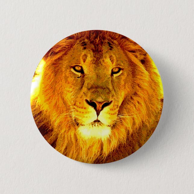 Lion 6 Cm Round Badge (Front)