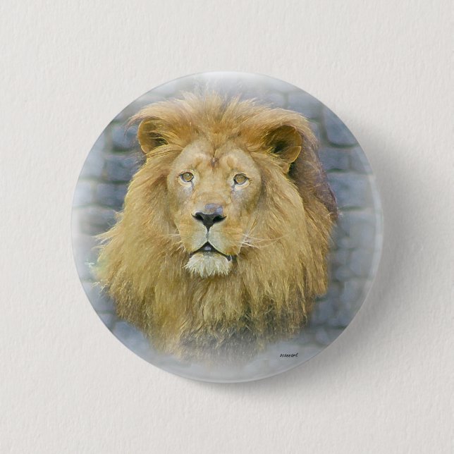lion 6 cm round badge (Front)