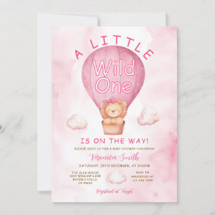 Lion A Little Wild One Hot Air balloon Baby Shower Invitation